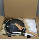 COOKLOVER Nonstick Woks And Stir Fry Pans Die-cast Aluminum Scratch Resistant 100% PFOA Free Induction Wok pan with Lid 12.6 Inch - BK