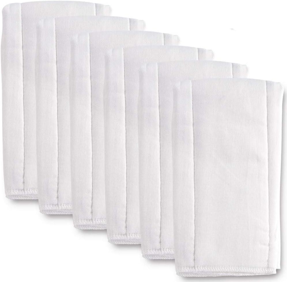 6 Ply Cloth Diapers Burp Cloth, Fasoar Thick Washable Absorbent Cotton Diaper for Babies and Toddlers Multi-Use 6 Count