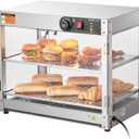 VEVOR 2-Tier Commercial Food Warmer Display, 800W Food Display Warmer with Light to Enhance Food Display, 86~185 Temperature Control, 58L Large Capacity for Hamburger, Pizza, Bread, Fried Chicken