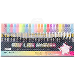 2 x 
zengxiaoyun 24PCS Doodle dazzlingly Markers,Super Squiggles Outline Markers, Outline Metallic Markers Double Line Pens Permanent Markers Pens for Art, Drawing, Greeting