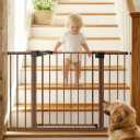 Babelio Baby Gate for Doorways and Stairs, 29-48" Auto Close Dog Gate PressGuard P7, Easy-Install Pressure Mounted Satey Door, No Drilling Safety Gate for Child and Pets, 2 Pack, Brown