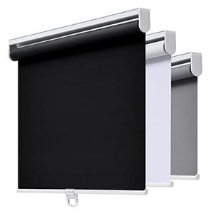 AOSKY Cordless Roller Shades Blackout Blinds for Windows Room Darkening Rolled Up Shades with Spring System, UV Protection Window Shades Door Blinds for Home and Office (31" W x 72" H, Black)