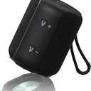 Bobtot Portable Speaker Bluetooth, IPX6 Shower Speaker Waterproof, 15H Playing Time, Loud and Stereo Sound with Bass, Dual Pairing for Party, Camping, Travel, Black