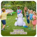 30" Easter Bunny Inflatable Ring Toss Game - Easter Games for Kids with 6 Rings - Weighted Bottom to Keep Inflatable Rabbit Upright - Family Outdoor Easter Party Games for Kids and Adults