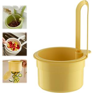 Kitchen Sink Drain Strainer Basket, Hanging Multi-Purpose Kitchen Sink Strainer Draining Basket, Self-Cleaning Press to Open The Food Waste Trash Catcher Basket Garbage Leftovers, Yellow