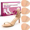 Ball of Foot Cushion Pads for Women - Bukihome 4-Pair Metatarsal Pads Prevent and Alleviate Ball-of-Foot Pain, Non-Slip Prevent Sliding Forward Forefoot Cushions for High Heels, Sandals (Khaki)