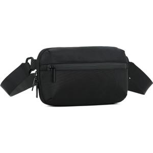 2 x Crossbody bag, Small Sling Bag Fanny Packs for Men Women,Cross Body Fashion Waist Packs,Phone Chest Shoulder Pack Black Belt Bag with Adjustable Strap (Black)