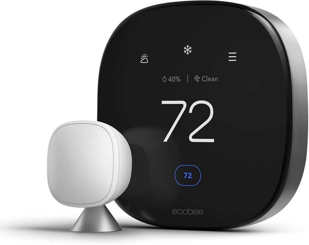 ecobee Smart Thermostat Premium with Smart Sensor and Air Quality Monitor - Programmable Wifi Thermostat - Works with Siri, Alexa, Google Assistant