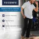 Men's Classic Fit Stretch Corduroy Dress Pants Expandable Waist Flat-Front Comfort Casual Slacks (30W x 30L, Burgundy)