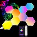 8 Pack Hexagon Lights for Wall LED, That Sync with Music, APP & Remote Controls Hex Lights, RGB LED Wall Panels for TV, Bedroom, Living Room, Game Room Decor