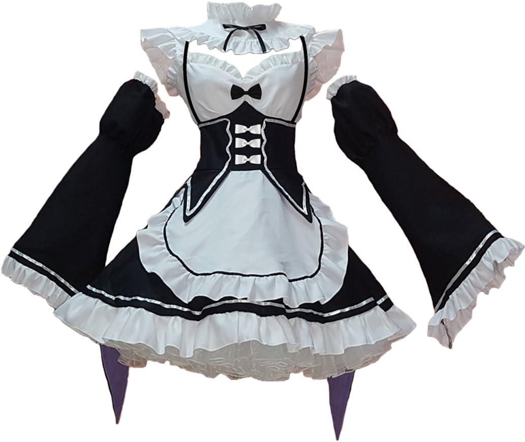 Ainiel Valentines Day Outfit Women Anime Cosplay Lolita Fancy Dress Maid Dress With Socks Headwear Sets (X-Large, Black)