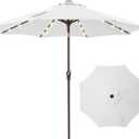 9FT Solar-Powered LED Patio Umbrella with Tilt Crank,Outdoor Market Umbrella with 32 Lights,Sunshade for Deck, Garden and Pool