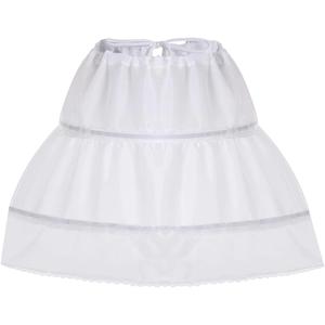Girls Petticoat Underskirt with 3 Hoops Full Slip Crinoline Skirt (White)