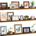 Giftgarden 47 Inch Long Floating Shelves for Wall, Rustic Picture Ledge Large Shelf for Living Room Bedroom Bathroom Kitchen, Set of 3 Different Sizes