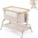 3-in-1 Baby Bassinet Bedside Sleeper with Memory Foam Mattress, Adjustable Rocking Crib, Breathable Mesh & Wheels, Spine Protection, CPSC Certified for Newborns & Infants