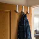 LEIFIDE 4 Pcs Over The Door Hooks Heavy Duty Door Hanger Metal Hanging Hooks for Towels, Clothes, Hats, Bags, Towels, Shoe, Home Bedroom, Bathroom Entrance Decoration (White,4.72 Inch,Single Hook)