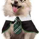 Dog Halloween Costume Pet Wizard Shirt Funny Cat Clothes for Dogs Cats Clothing with Glasses (X-Large,Green)