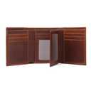 WULOUJIE Mens Trifold Wallet with 2 ID Window，Large-capacity Genuine Leather RFID Blocking Wallet for Men (Brown)