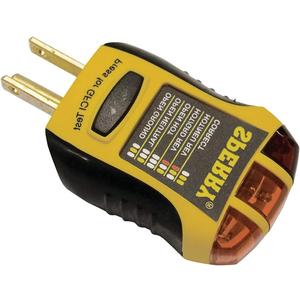Sperry Instruments GFI6302 GFCI Outlet / Receptacle Tester, Standard 120V AC Outlets, 7 Visual Indication / Wiring Legend, Home & Professional Use, Yellow & Black