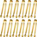 12 Pieces Mini Tongs Stainless Steel Small Sugar Serving Tongs for Charcuterie Board Appetizers Dessert Serving Food Tiny Party Danish Candy(6 Inch,Gold)