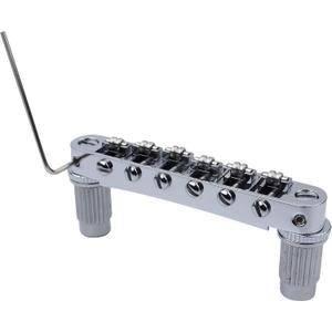 Guyker Guitar Tune-O-Matic Roller Saddle Bridge Replacement Part Compatible with Gibson Les Paul LP SG Style 6 String Electric Guitar - GM005, Chrome
