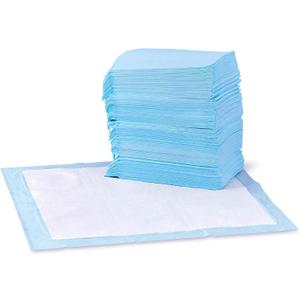 Amazon Basics Dog and Puppy Pee Pads with Leak-Proof Quick-Dry Design for Potty Training, Standard Absorbency, Regular Size, 22 x 22 Inches, Pack of 100, Blue & White (Regular (100 Count))