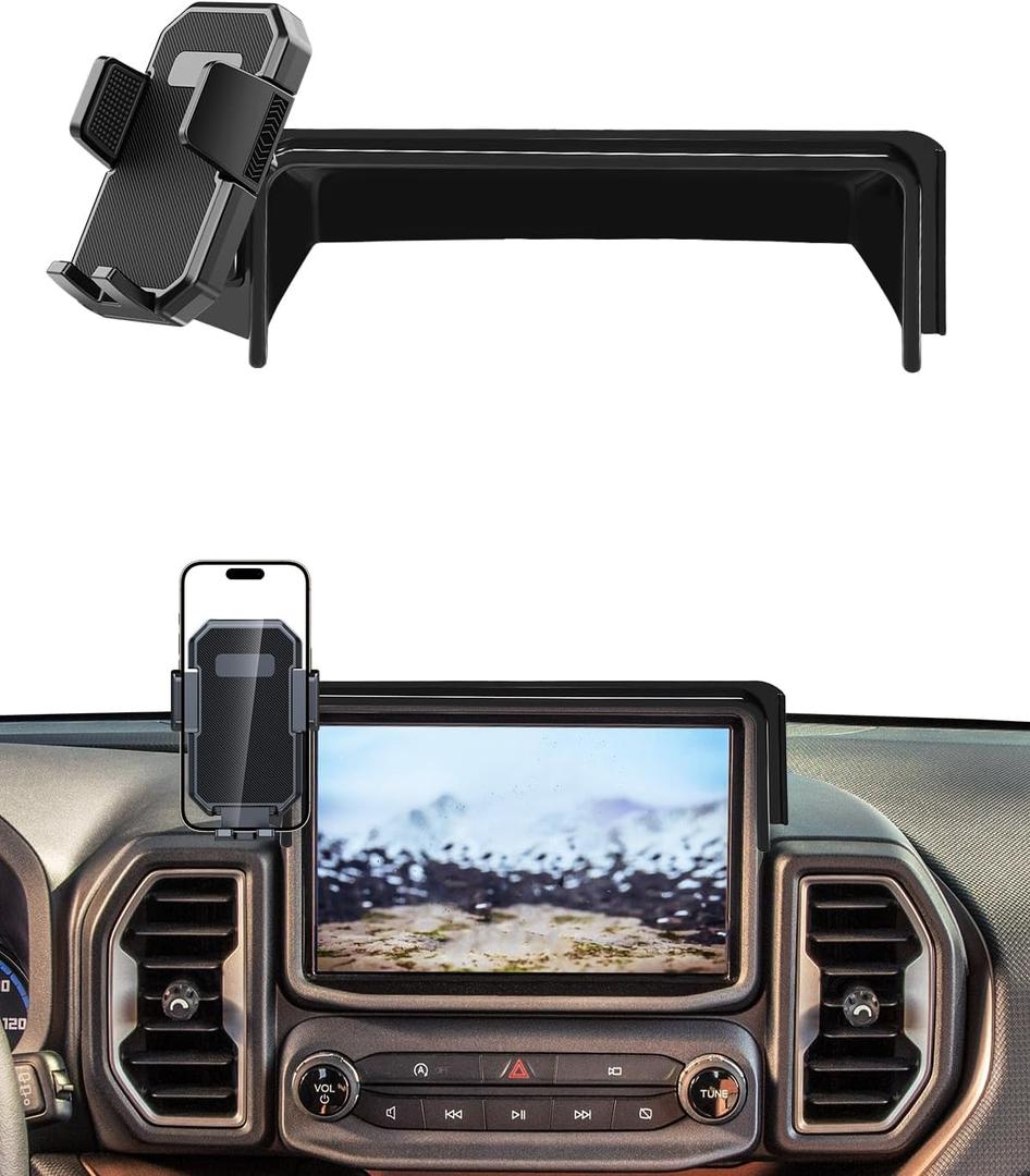 PZK Car Phone Holder for Ford Bronco Sport 2021 2022 2023 2024 Big Bend/Heritage/Outer Banks/Badlands Accessories 8-Inch Screen Fixed Clip Auto Lock Car Phone Mount 360 Rotation Fit for 4-7'' Phones