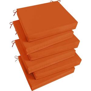 Basic Beyond Outdoor Chair Cushions Set of 6, Square Corner Outdoor Cushions for Patio Furniture, Water Resistant Patio Chair Cushions with 2 Ties, 18.5x16x3, Orange
