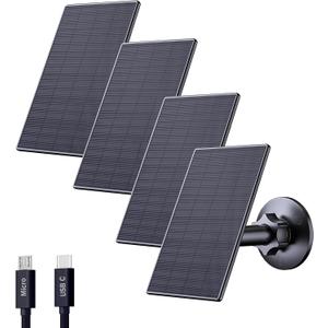 Zivif Solar Panel for Security Camera, 2W USB Solar Panel, Solar Charger Compatible for Rechargeable Battery Security Camera, USB C Solar Outdoor Camera with 360 Adjustable Mount, Black (4 Pack)