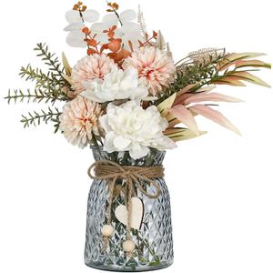 Leftover Fake Flowers in Vase,Artificial Flowers in Vase,Table Centerpieces for Dining Room,Flower Centerpieces for Tables,Faux Flowers,Kitchen Table Decor,Coffee Table Decor
