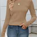 ZESICA Fall Tops for Women 2025 Trendy Long Sleeve Shirts Dressy Casual Textured Blouses (Brown, M)