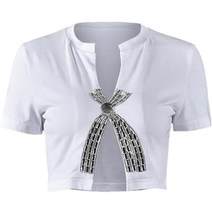 Womens Basic T Shirts Scoop Neck Short Sleeve Crop Tops Going Out Cute Summer Tops Casual Tees Y2k Clothing (Large)