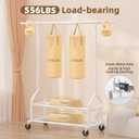 EAGMAK Heavy Duty Clothes Rack Load 556 LBS, Rolling Clothing Rack With Shelves, Height Adjustable Metal Clothes Hanger with Wheels Portable Wardrobe Organizer Garment Rod for Hanging Clothes (White)