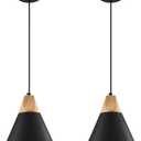 Black Pendant Light 2 Packs,9.4inches- Farmhouse Pendant Light, Modern Pendant Lights, Kitchen Pendant Lights for Office, Bedroom, Living Room, Kitchen Island