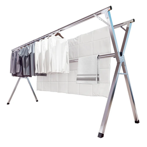 JAUREE 95 Inches Clothes Drying Rack, Drying Rack Clothing Folding Indoor Outdoor, Heavy Duty Stainless Steel Laundry Rack, Foldable Portable Large Clothes Rack Garment Rack with 20 Windproof Hooks