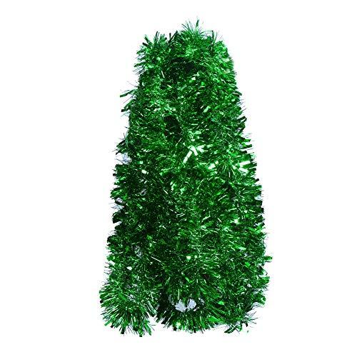 DECORA Green Tinsel Garland for Christmas Tree Decorations St. Patricks Day Wedding Birthday Party Supplies 33 FEET
