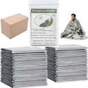 Emergency Foil Blanket Silver (25 Pack), Survival Thermal Mylar Blankets Individually Packaged Perfect for Outdoors, Hiking, Survival, Marathons or First Aid