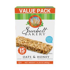 Sunbelt Bakery Oats & Honey Chewy Granola Bars, 14.26 Oz. 15 Count (Box of 1) (BB: 08/20/2025)