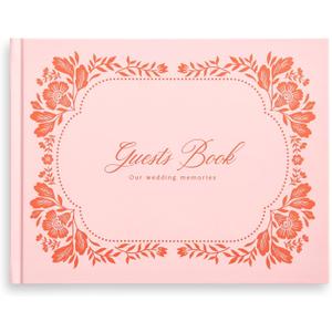 &And Per Se Guest Book for Party, Photo Book, Blank Book and Birthday Guest Book for Special Events, Baby Shower Book to Sign with Blank Lined Pages & Photo Spots (Pink with Pattern)