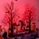 Halloween Decorations Indoor 2 Pack 24 Inch Black Halloween Tree with 24 Orange Red Lights, Timer/USB/Battery Operated Tabletop Lighted Spooky Tree for Halloween Table Decor Home Indoor Office