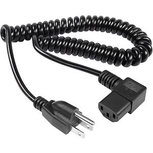 RIIEYOCA Left Angle 3 Prong Power Coiled Cord,90 Degree 18AWG NEMA 5-15P to IEC 320 C13 TV Power Spring Cable for Computer, PC, Desktop, Printer, Scanner(L)