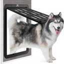 Large Dog Screen Door, 13 x 17 inches Flap Opening Dog Door for Screen Door with 4 Entry Ways, Magnetic Self-Closing Pet Screen Door for Dogs Cats, Black