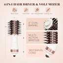 Travel Blow Dryer Brush in one, Dual Voltage 110V-240V Mini Hot Air Brush, Hair Trends Nano Titanium 2 Inch One Step Hair Dryer and Styler Volumizer Oval Shape, 50mm (White & Rose Gold)