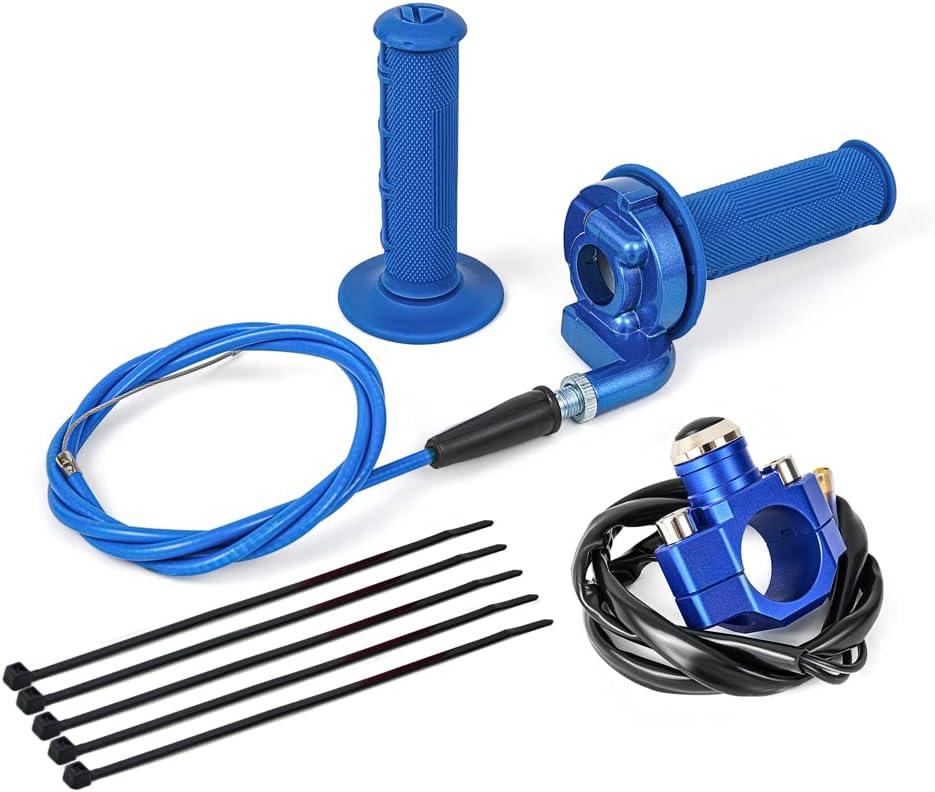 PUCKY 22mm Twist Throttle Accelerator Handle Grips, 50 90 110 125cc Pit Bike Dirtbike (Handle Grip + Cable + Throttle Clamp + CNC flameout Switch)