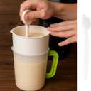 Multiple Usage Food Strainer Yogurt Strainer Maker Soy Milk Juice Tea Filter Stainless Steel Mesh Nut Milk Bag Replacement 1.5 Quart with Pitcher Handle Press Stick Brush