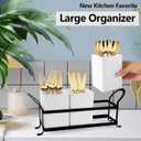 NelyBet Utensil Holder Silverware Caddy for Party Countertop, 3pcs Bins Set Silverware Caddy Organizer Holders for Spoon and Fork, White and Black