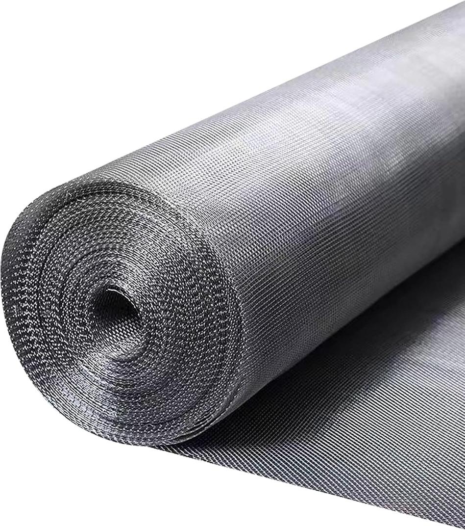304 Stainless Steel Mesh Window Screen Roll 47" x 200" with Stab Resistant Gloves, Pet Proof Window Screen Replacement, Durable Wire Mesh Screen for Home and Office (47" x 200")
