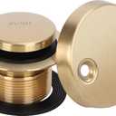 PRIMSOPH Tip-Toe Tub Drain Trim Kit with Two Hole Overflow Faceplate Conversion Kit Assembly Universal Fine Coarse Thread Replacement Brushed Gold
