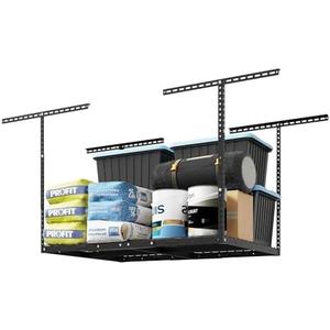 FLEXIMOUNTS 3x2 Ft Overhead Garage Storage Rack, Adjustable Organization System, Heavy-Duty Metal Ceiling Racks, 275lbs Weight Capacity, Black FLEXIMOUNTS 3x2 Ft Overhead Garage Storage Rack, Adjustable Organization System, Heavy-Duty Metal Ceiling Racks, 275lbs Weight Capacity, Black