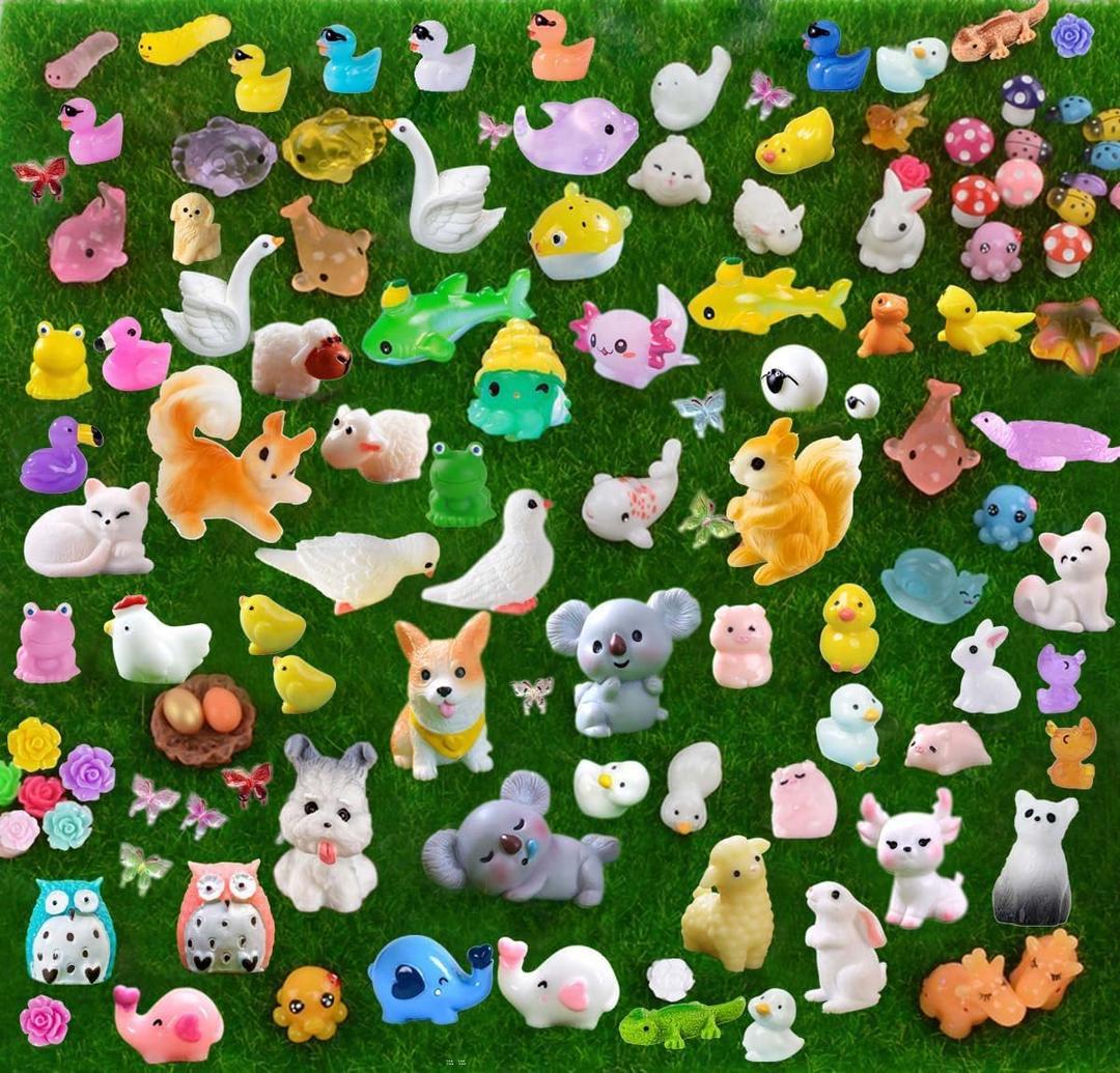 150 Pcs Mini Resin Animals - Resin Animals Variety Pack Miniature Animals Figurines Tiny Little Animal Figures Bulk for Fairy Garden Micro Landscape Dollhouse Accessories